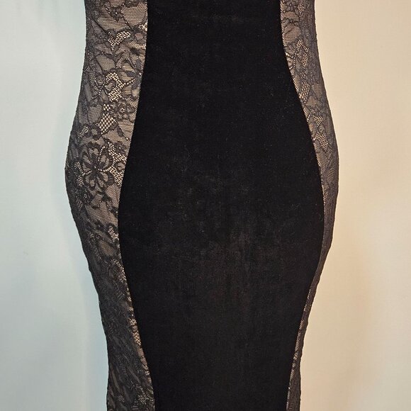 Woman Windsor dark romantic lace velvet croquette bodycon maxi dress size M - Picture 5 of 13